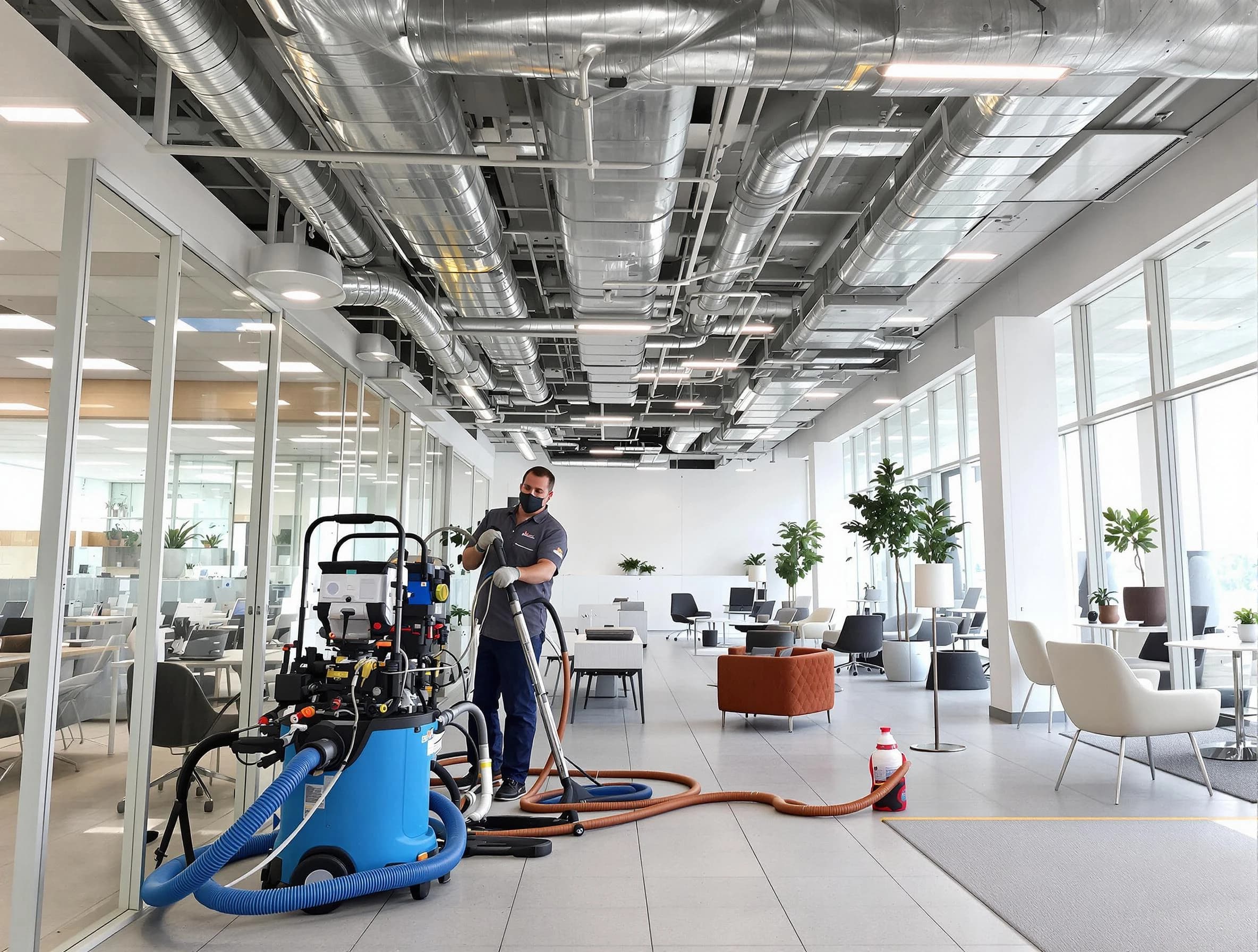 Smyrna Air Duct Cleaning team conducting comprehensive commercial duct cleaning at a business location in Smyrna